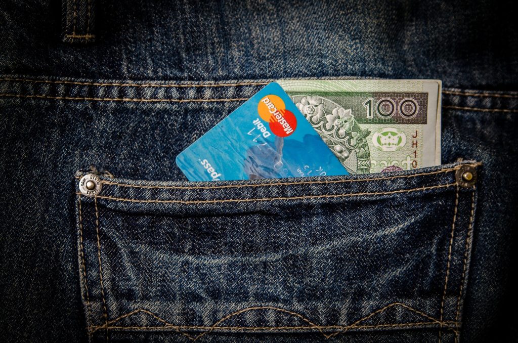 card and money in jeans pocket