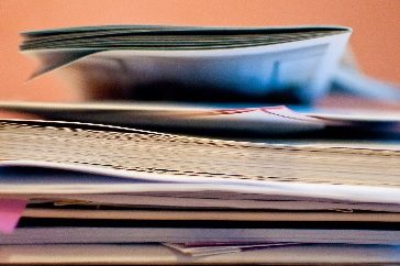 A pile of paperwork close up