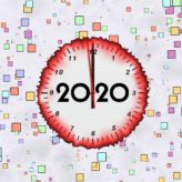 An animated clock face with 2020 written on