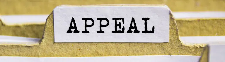 A filing cabinet with an appeal file label