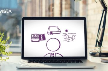 A Laptop with an animated character thinking about 3 things in planning an investigation